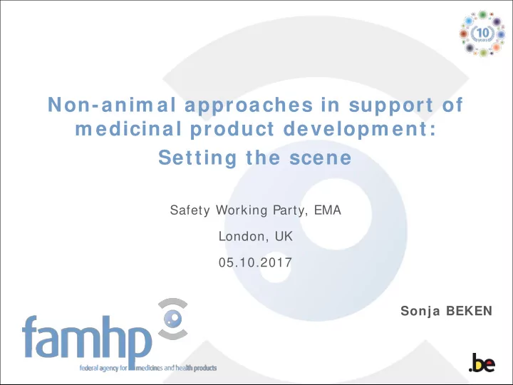 non anim al approaches in support of m edicinal product