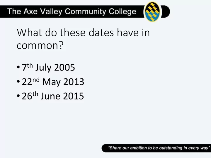 what do these dates have in common