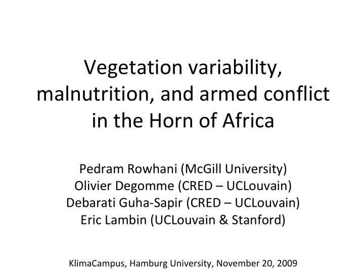 vegetation variability malnutrition and armed conflict in