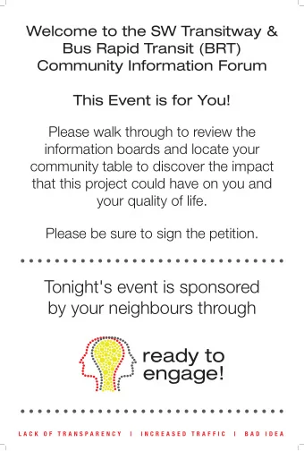 ready to  engage!  L A C K  O F  T R A N S P A R E N C Y   |   I N C R E A S E D  T R A F F I C   |