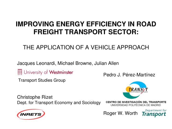 improving energy efficiency in road freight transport
