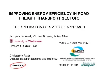 IMPROVING ENERGY EFFICIENCY IN ROAD  FREIGHT TRANSPORT SECTOR:  THE APPLICATION OF A VEHICLE