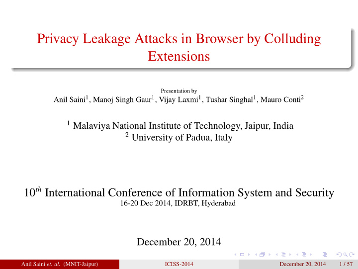 privacy leakage attacks in browser by colluding extensions