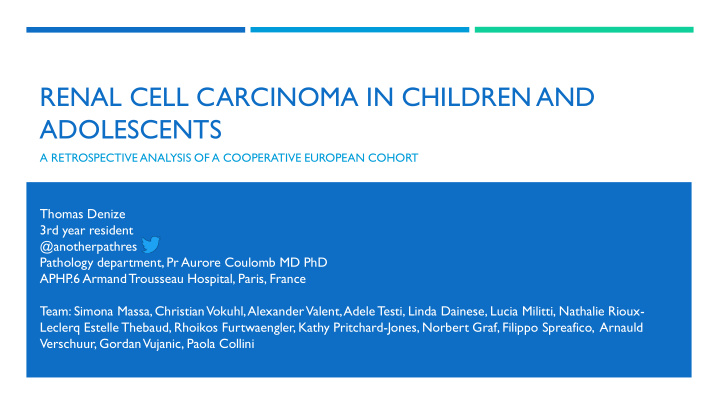 renal cell carcinoma in children and adolescents