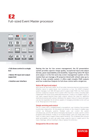 E2  users  Simple servicing and control  The E2 comes with a straightforward cross-platform user