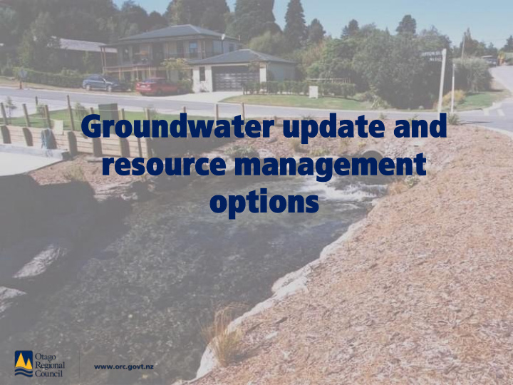 groundwater er update and resource ce managemen ment