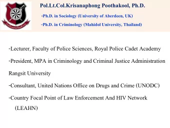 Pol.Lt.Col.Krisanaphong Poothakool, Ph.D.  -Ph.D. in Sociology (University of Aberdeen, UK)  -Ph.D.