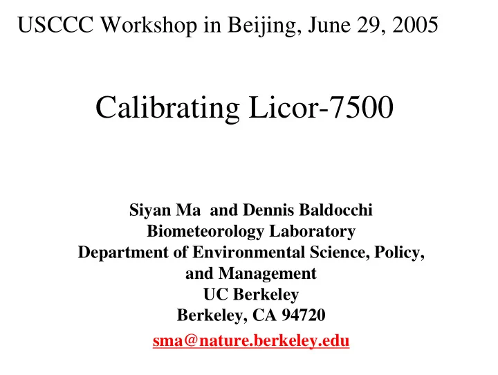 calibrating licor 7500