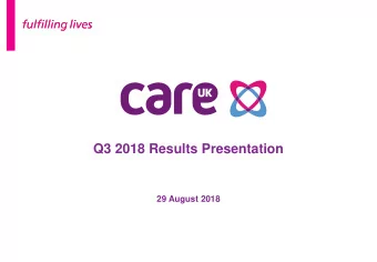 29 August 2018  Disclaimer  THIS PRESENTATION IS NOT AN OFFER OR SOLICITATION OF AN OFFER TO BUY OR