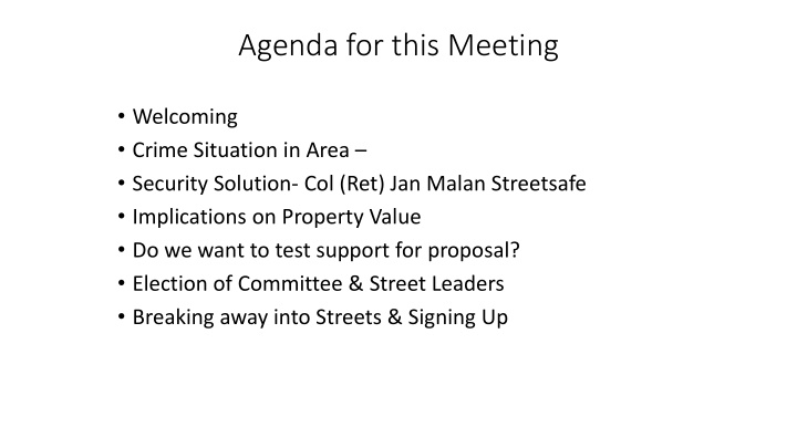 agenda for this meeting