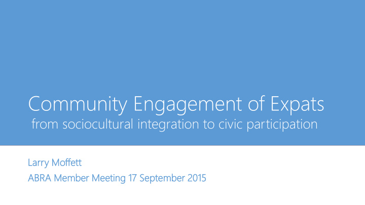 community engagement of expats