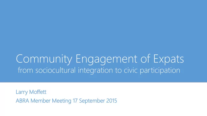 community engagement of expats