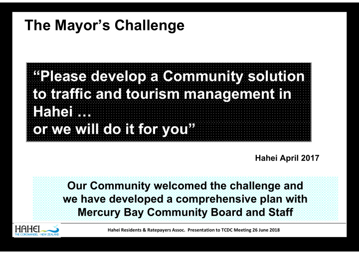 the mayor s challenge please develop a community solution