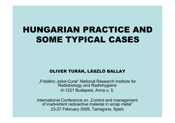 hungarian practice and some typical cases