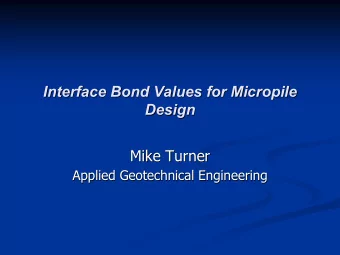 Interface Bond Values for Micropile  Interface Bond Values for Micropile  Design  Design  Mike