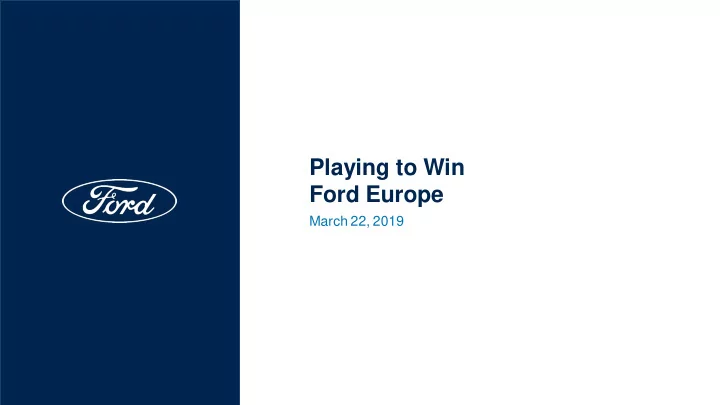 playing to win ford europe
