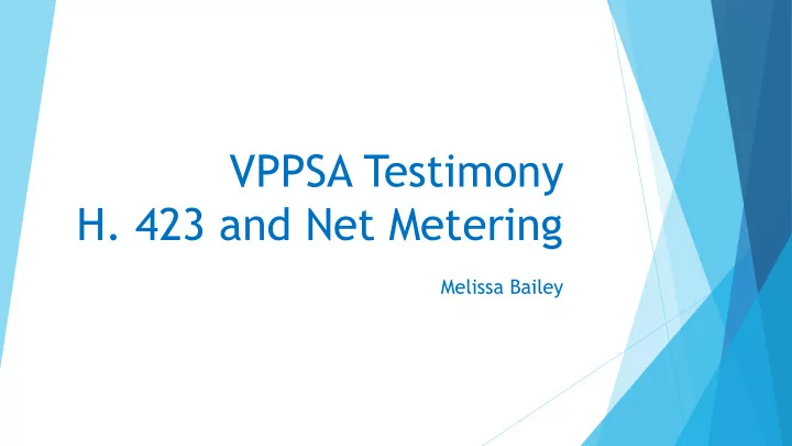 vppsa testimony h 423 and net metering