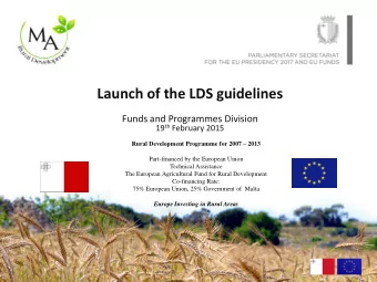Launch of the LDS guidelines  Funds and Programmes Division 19 th February 2015 Rural Development