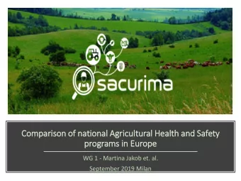 programs in  in Europe  WG 1 - Martina Jakob et. al.  September 2019 Milan  Legal requirements