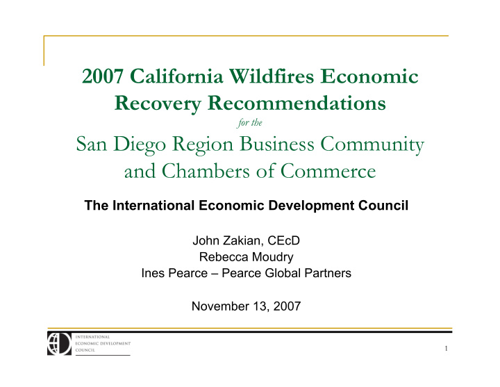 2007 california wildfires economic recovery