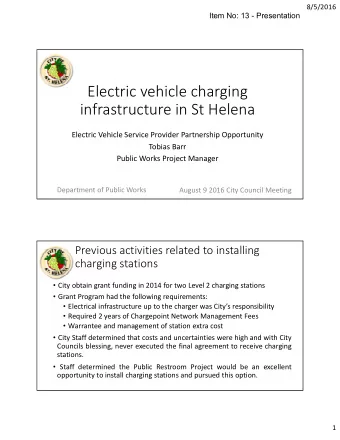 Electric vehicle charging infrastructure in St Helena Electric Vehicle Service Provider Partnership