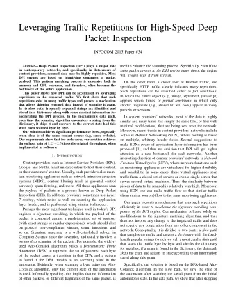 Leveraging Traffic Repetitions for High-Speed Deep  Packet Inspection  INFOCOM 2015 Paper #54 used