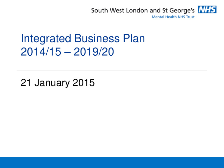 integrated business plan 2014 15 2019 20