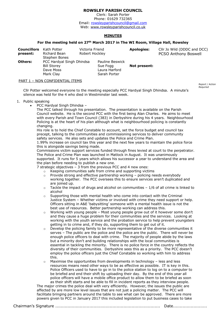 rowsley parish council