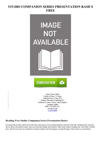 STUDIO COMPANION SERIES PRESENTATION BASICS  FREE  Author: Donna Fullmer  Number of Pages: 112