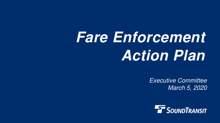 fare enforcement action plan