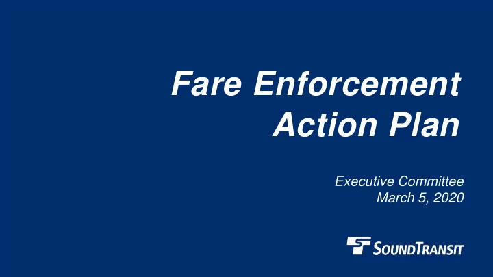 fare enforcement action plan