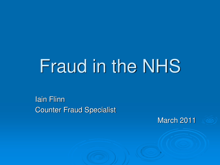 fraud in the nhs