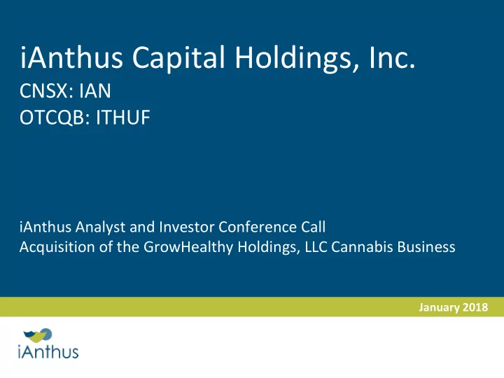 ianthus capital holdings inc
