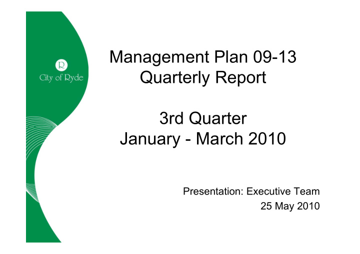 management plan 09 13 quarterly report 3rd quarter