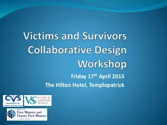 Friday 17 th April 2015  The Hilton Hotel, Templepatrick  Welcome and introductions  Ricky Irwin,