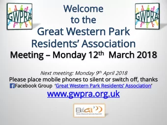 Residents Association  Meeting  Me ting  Mo  Monday  day 12 12 th th  Ma  March  ch 20  2018