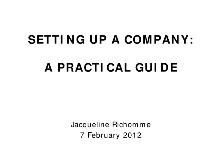 setti ng up a company a practi cal gui de