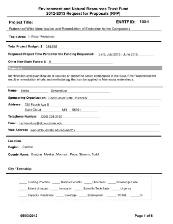 Environment and Natural Resources Trust Fund  2012-2013 Request for Proposals (RFP)  155-I  ENRTF