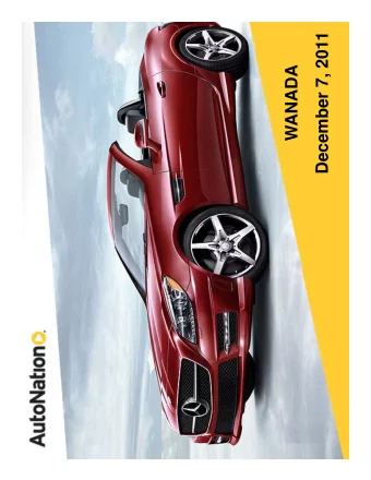 December 7, 2011  WANADA  Group Session  [Dept Name]  [Dept. Name]  September 2011 Industry Sales