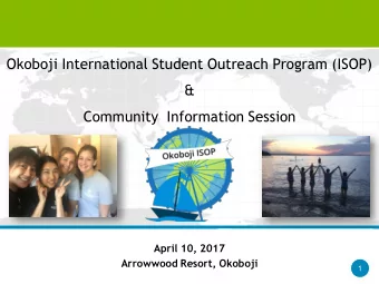 Okoboji International Student Outreach Program (ISOP)  &amp;  Community  Information Session  April