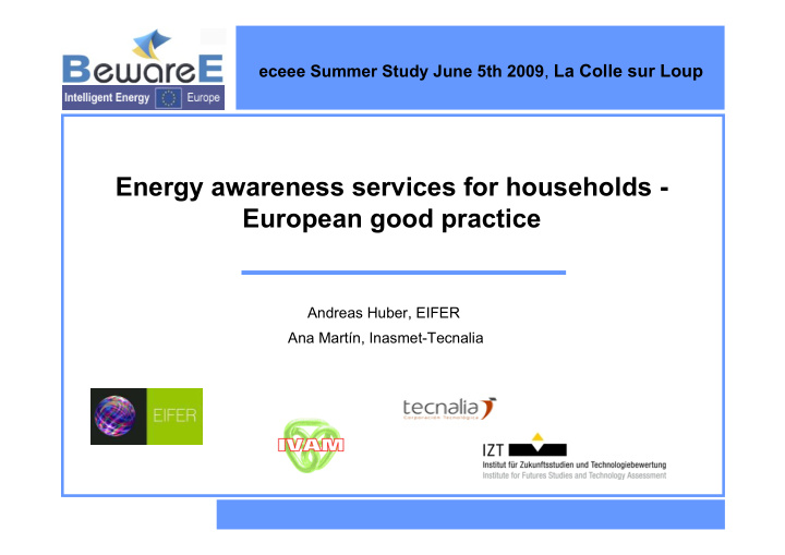energy awareness services for households