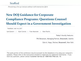 New DOJ Guidance for Corporate  Compliance Programs: Questions Counsel Should Expect in a