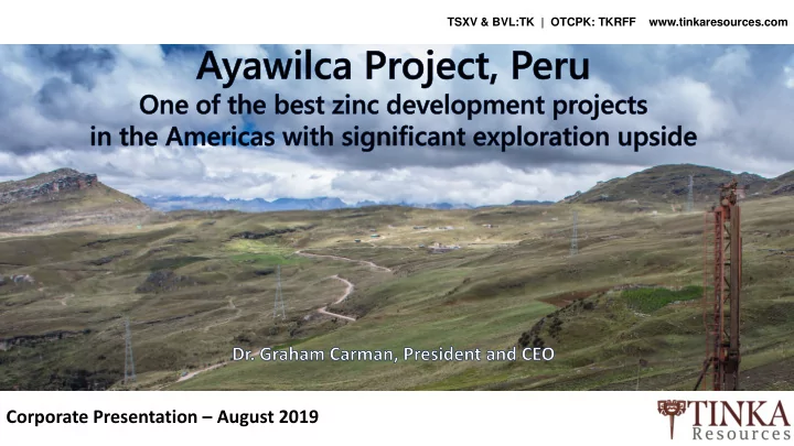 corporate presentation august 2019 disclaimer