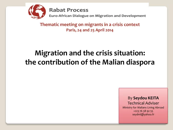the contribution of the malian diaspora