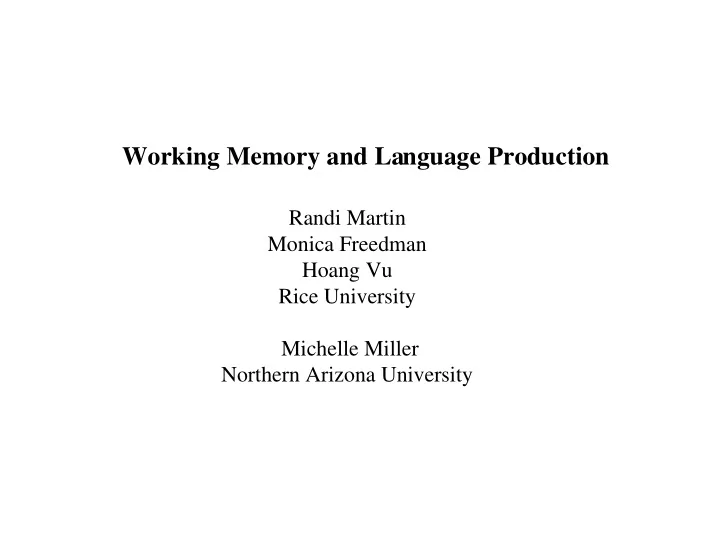 working memory and language production