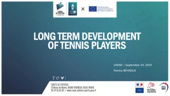 OF T  OF TEN  ENNIS PLA  NIS PLAYERS  YERS CNOSF  September 24, 2019  Patrice BHAGUE  THE  HE