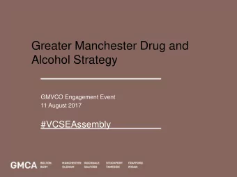 Greater Manchester Drug and  Alcohol Strategy  GMVCO Engagement Event  11 August 2017