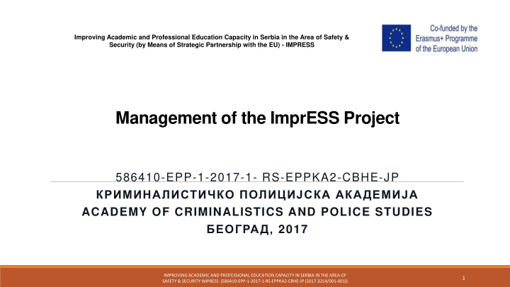 management of the impress project