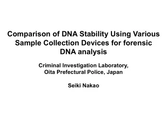 Comparison of DNA Stability Using Various  Sample Collection Devices for forensic  DNA analysis
