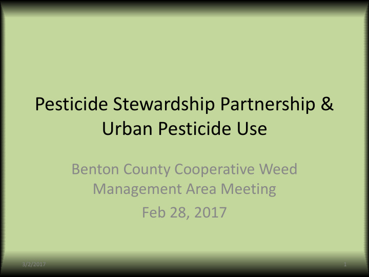 pesticide stewardship partnership urban pesticide use